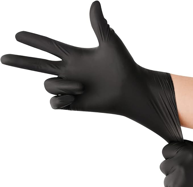 Black Disposable Nitrile Latex & Powder Free 6-Mil Gloves 100 Count, Textured, Mechanic Wearing, Cleaning, Food Black X-Large