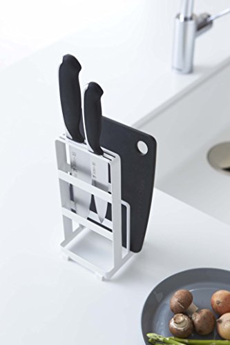 Yamazaki businessman kitchen knife and cutting board stand plate white 2436