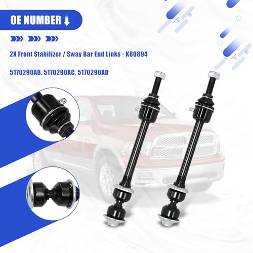 HAWK BROTHER Sway Bar End Link, Replacement For K80894 Front Stabilizer Sway Bar End Link Kits Compatible With Dodge Ram 1...