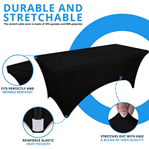 Utopia Kitchen Spandex Tablecloth 2 Pack [4FT, Black] Tight, Fitted, Washable and Wrinkle Resistant Stretch Table Cloth Re...
