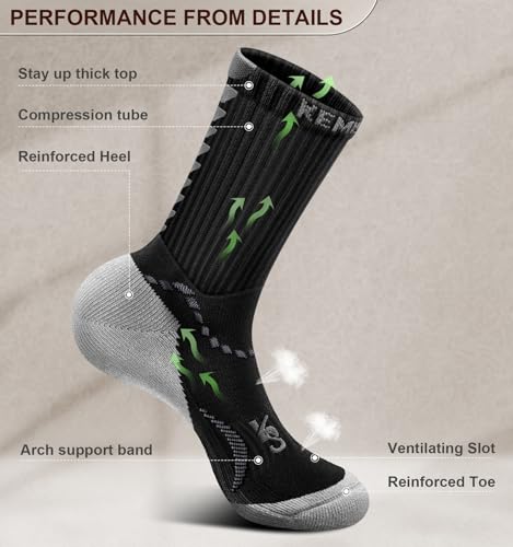 Men Socks,Athletic Running Socks Compression Wicking For Men Sports Hiking Fishing Cushioned Sole Arch Support