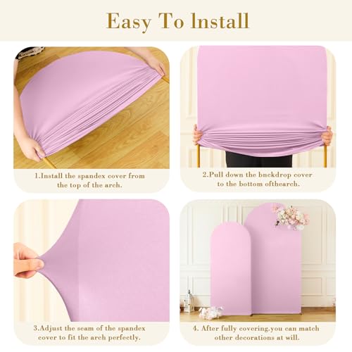 Light Pink Arch Backdrop Cover Set of 2 Baby Pink Arch Cover 7.2 and 6ft Wedding Arch Cover Stretchy Backdrop Bridal Baby ...