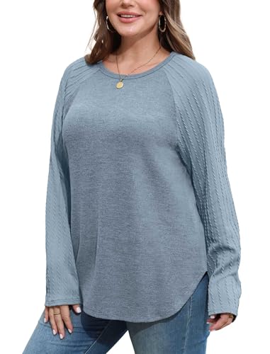 SAMPEEL Sweatshirt for Women Long Sleeve Shirts Crewneck Sweaters Fall Fashion Outfits 2025 Trendy Tunic Tops Plus Size