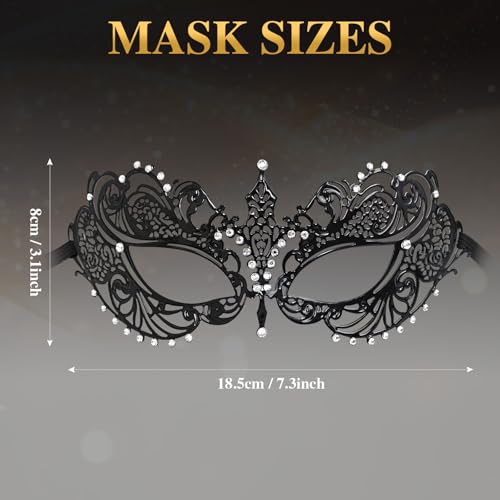 GYGYL Masquerade Mask for Women, Elegant Metal Mask for Costume Parties, Halloween, Mardi Gras, Venetian Balls
