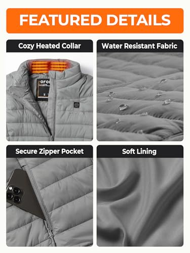 ORORO Women's Lightweight Heated Vest with USB-C Rechargeable Battery, Puffer Classic Heating Vest