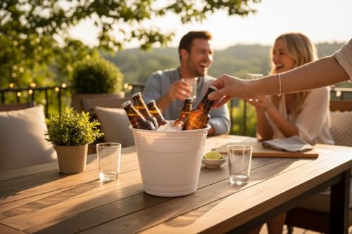 White Solo Cup Ice Bucket, Party Beverage Cooler, Perfect for Indoor/Outdoor Celebrations, Holidays, BBQ’s, Social Gatheri...