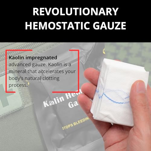 First Aid Advanced Quick Clotting Combat Gauze - Flexible Hemostatic Gauze - to Stop The Bleed kit Faster Wound Packing wi...