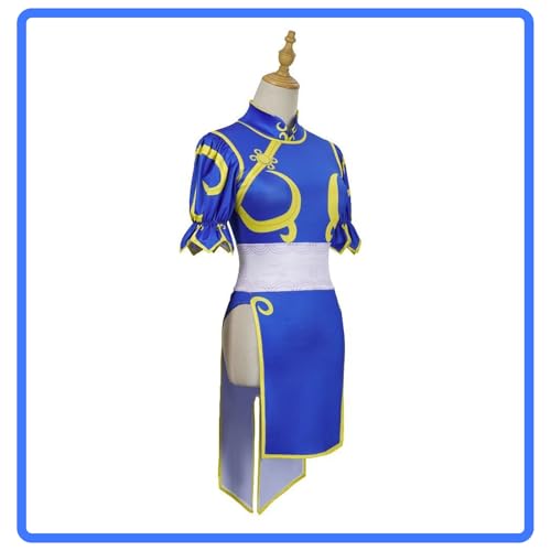Ladies'Anime Character Costumes, Blue Cheongsam Dress, Halloween Costume Warrior Jumpsuit