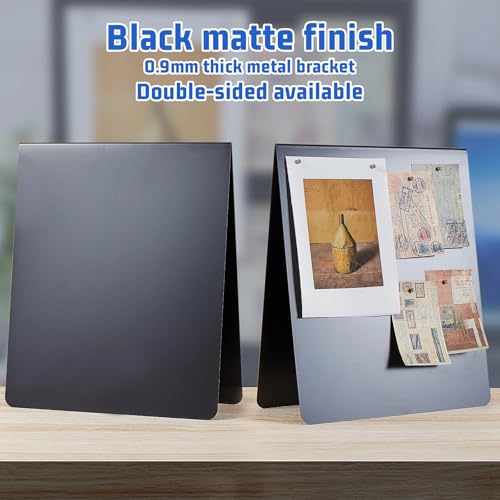 Leinuosen 2 Pcs 12 x 10 Inch Magnetic Bulletin Board Metal Magnet Board Magnet Display Stand for Tabletop Desktop Home Kit...