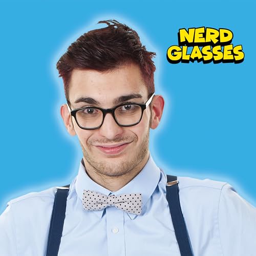 Kangaroo Black Fake Glasses - Classic Superhero Glasses Frames - Retro Clear Non-Prescription Nerd Costume Eyeglasses for ...