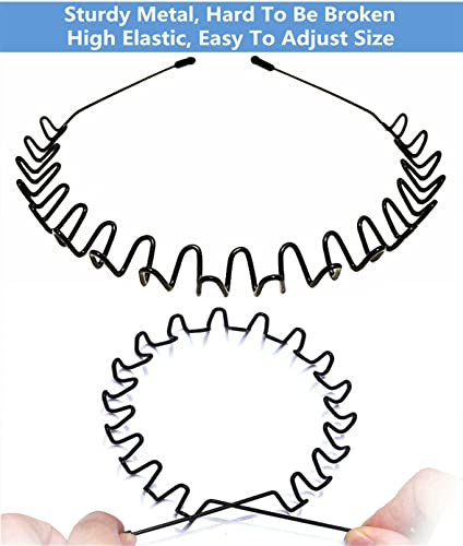 bodbop Metal Hair Band for Men Headband Women Bands Unisex Black Wavy Spring Outdoor Sports Headbands Men's Hoop Clips Acc...