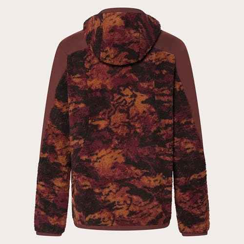Oakley Mens Caribou Full Zip Sherpa Sweatshirt, Tiger Camo Red, X-Large