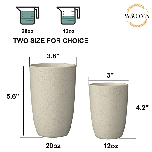 Wrova Wheat Straw Cups 6 PCS Good Alternative to Plastic Reusable Cups 20 oz Unbreakable Drinking Cup Reusable Dishwasher ...