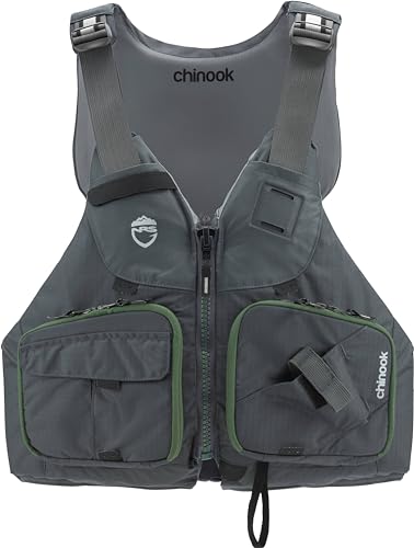 NRS Chinook Fishing Life Jacket for Fishing | Adult USCG Type III PFD | Mesh Back Front Zip Vest with Pockets for Rafting,...