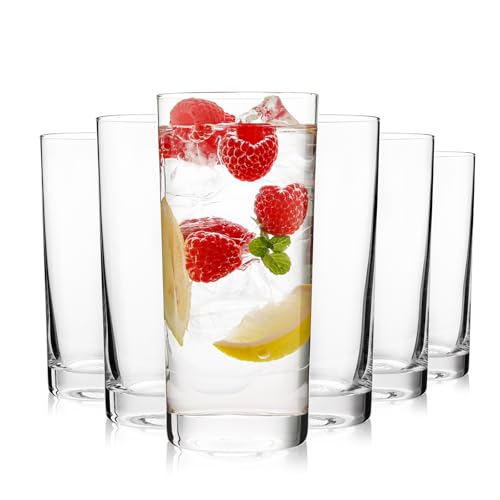 OUWO Highball Glasses Set of 6, 16oz Tall Drinking Glasses, Water Glass for Kitchen, Tom Collins Glasses, Mojito Glass Cup...