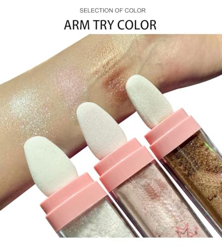 Glitter Powder Highlighter Makeup, Body Brightens the Natural Three-Dimensional Face Blusher Fairy Highlight Patting Powde...