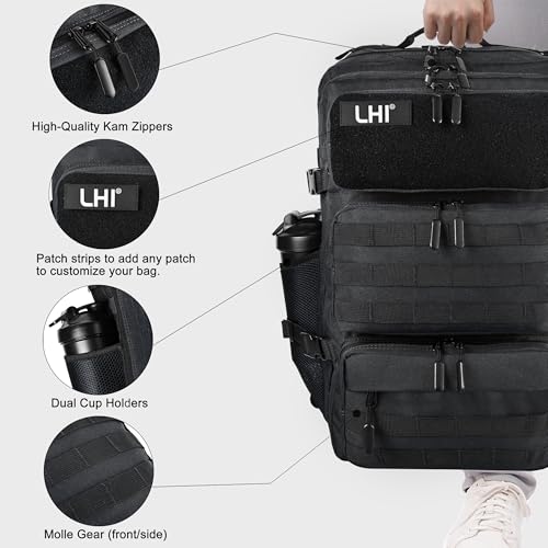 LHI Tactical Military Backpack for Men and Women 25L/35L Army Assault Pack Bag Small Rucksack with Bottle Holder