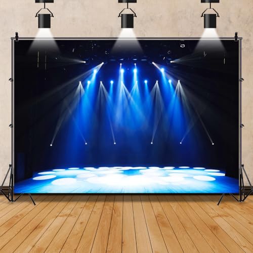 Leowefowa 5x3ft Vinyl Stage Concert Backdrop Spotlight Lights Night Club Photo Background Let's Glow Crazy Theme Party Dec...