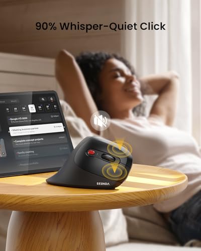 seenda Ergonomic Vertical Mouse with Jiggler - Bluetooth + 2.4G USB Multi Device, Wireless Ergo Mice, Jiggler Mouse Mover ...