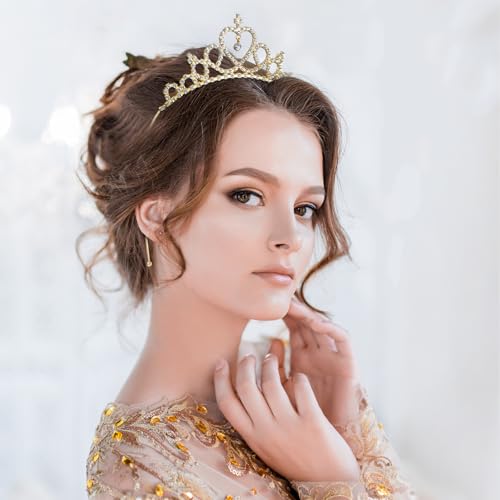 4 PCS Rhinestone Crown Headbands for Women, Sparkly Glitter Tiara Headband Crystal Silver Metal Headpiece Hair Band for Gi...