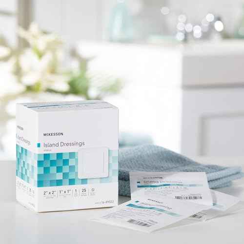 McKesson Island Dressings, Sterile, Dimension 2 in x 2 in, Pad 1 in x 1 in, 25 Count, 1 Pack