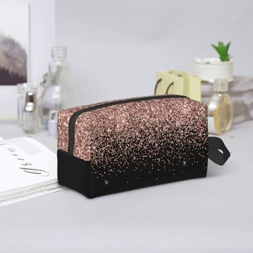 Aruzdey Black Rose Gold Blush Pink Glitter Glam Travel Toiletry Bag Toiletry Bag For Women Men Hanging Cosmetic Bag Travel...