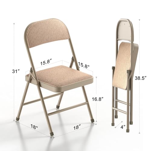 Nazhura 4 Pack Folding Chairs, Fabric Dining Chair Set with Padded Cushion and Back, Indoor Outdoo Seat for Home Office Ev...