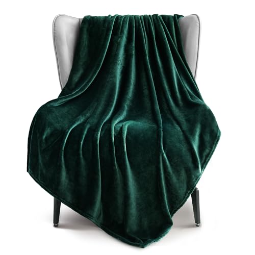 Exclusivo Mezcla Extra Large Fleece Throw Blanket for Couch, Sofa, 300GSM Super Soft and Warm Blankets, Forest Green Throw...