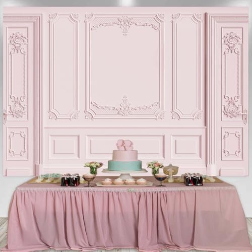 Ayayiya Light Pink Empty Room Wall Photography Backdrop Classic Interior Wedding Photo Background Girls Birthday Baby Show...