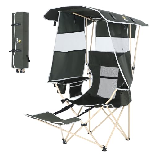 Nice C Double Padded Camping Chair, with Cup Holder, Cooler Bag, Bottle Opener Chair with Canopy, Removable Footrest, Cool...