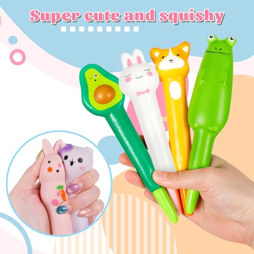 Spoilu Valentine's Day Gifts for Kids Classroom, 24Pcs Cute Pens & 48 Refills, Fun Kawaii Cool Pens for Kids, Squishy Toy...