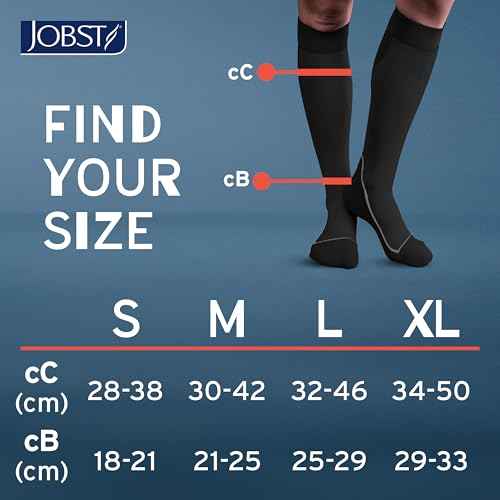 JOBST Sport Knee High 20-30 mmHg Compression Socks, Black/Cool Black, Large