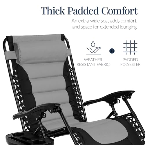 Best Choice Products Oversized Padded Zero Gravity Chair, Folding Outdoor Patio Recliner, XL Anti Gravity Lounger for Back...