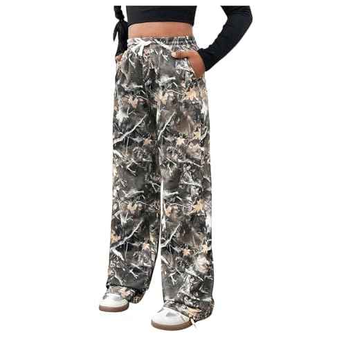 SOLY HUX Girl's Camo Wide Leg Pants Drawstring Waist Baggy Sweatpants with Pocket
