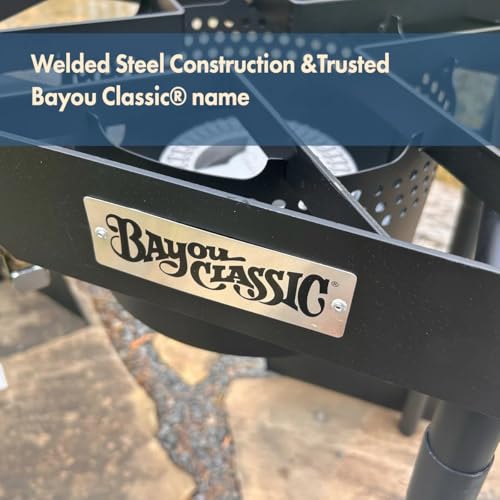 Bayou Classic DB375 Dual Burner Outdoor Patio Stove Features 13-in Tall Welded Steel Frame Dual 6-in Burners Dual 36-in St...