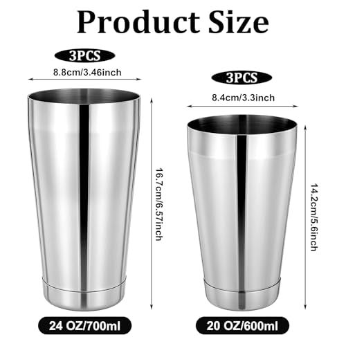 Giantree 6 Pcs Cocktail Shakers, Professional Boston Bar Shaker Set, Stainless Steel Cocktail Shaker Set for Bartenders, E...