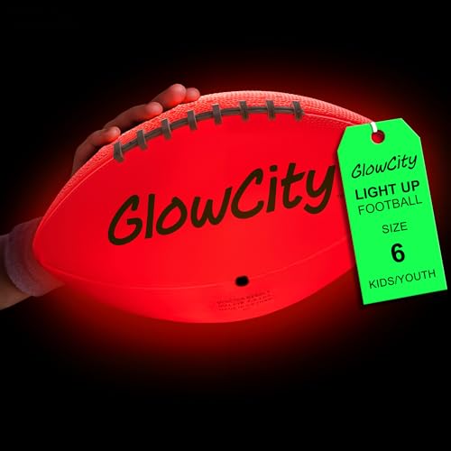 GlowCity Glow in The Dark Football - Size 3/6 Light Up Ball Gifts for Kids, Teens & Adults - Bright Football for Night Out...