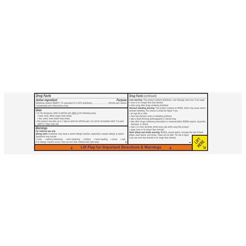 Voltaren Arthritis Pain Relief Gel, Diclofenac Sodium, 1% (NSAID), Clinically Proven Powerful Pain Reliever with Easy Open Flip Top Cap, No Prescription Needed, 5.3oz