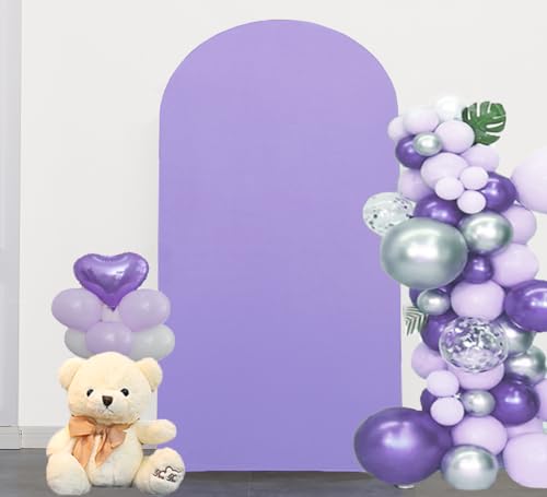 JFDYDM Lavender 6FT Arch Backdrop Cover, Lavender Arch Backdrop Light Purple Stand Cover for Birthday Wedding Party Decor