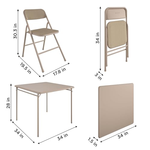 COSCO 5 Piece, Tan Folding Table and Chair Set.