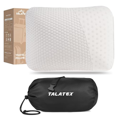 Talatex 100% Natural Premium Talalay Latex Travel Pillow, Camping Pillow, Small Camping Pillow with Compressible Stuff Sac...