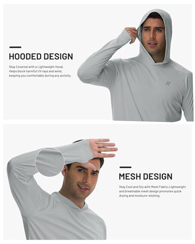 Runhit UPF 50+ Fishing Shirts for Men Long Sleeve Sun Protection Hoodie Lightweight Outdoor Workout Hiking Running Rash Guard