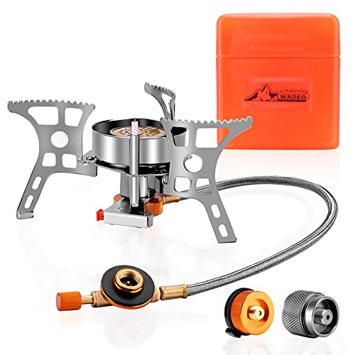 WADEO 3900W Windproof Camping Stove, Camping Gas Stove with Piezo Ignition, Backpacking Stove Portable Camping Stove with ...