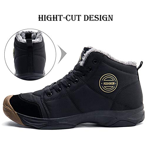 UPSOLO Mens Winter Trekking Snow Boots Water Resistant Shoes Anti-Slip Fully Fur Lined Casual Lightweight Hiking Boot