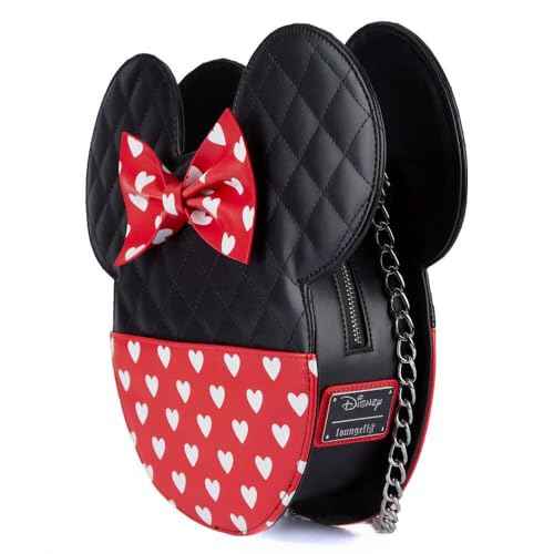 Loungefly MickeyMinnie Valentines Reversible Large Crossbody Bag BlackRedWhite