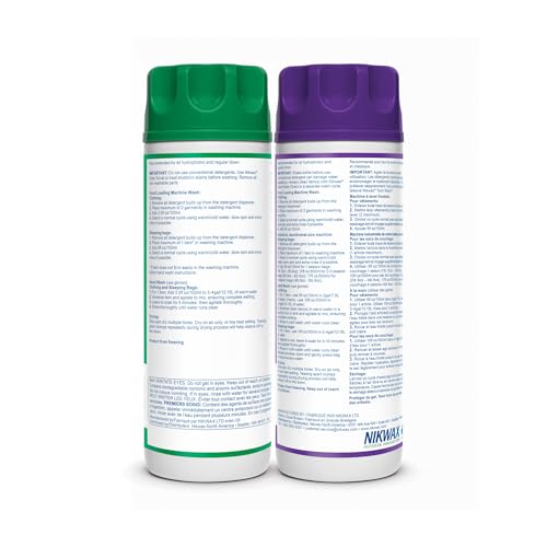 Nikwax Down, Down DUO-Pack, 300ml, Wash-In Cleaning and Waterproofing adds DWR Water Repellency to Down Filled Jackets, Ou...