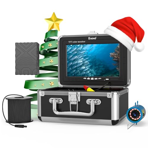 Eyoyo Underwater Fishing Camera, Ice Fishing Video Camear 1000TVL with 7 inch LCD Monitor, Waterproof Camera, 12pcs Infrar...