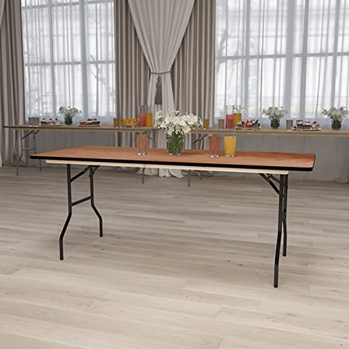 Flash Furniture Gael 6' Wood Folding Training and Event Table, Rectangular Folding Training Table with Smooth Clear Coated...