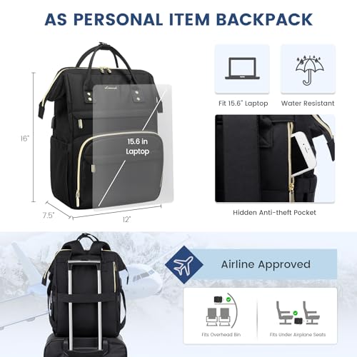 LOVEVOOK Laptop Backpack Women, 15.6 Inch Work Backpack Woman for Teacher Nurse Bags, Computer College Backpack Purse, Wat...
