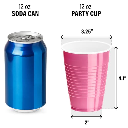 DecorRack Light Pink Plastic Cups, 12 oz Disposable Cups, Reusable Party Supplies (40 Count)
